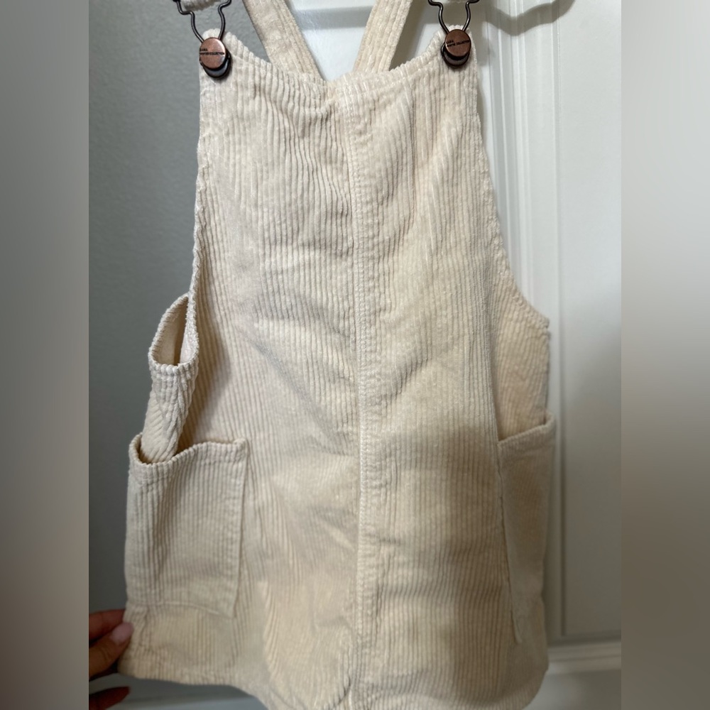 Zara Girl's Cream Corduroy Overall Dress Size 4-5 yrs